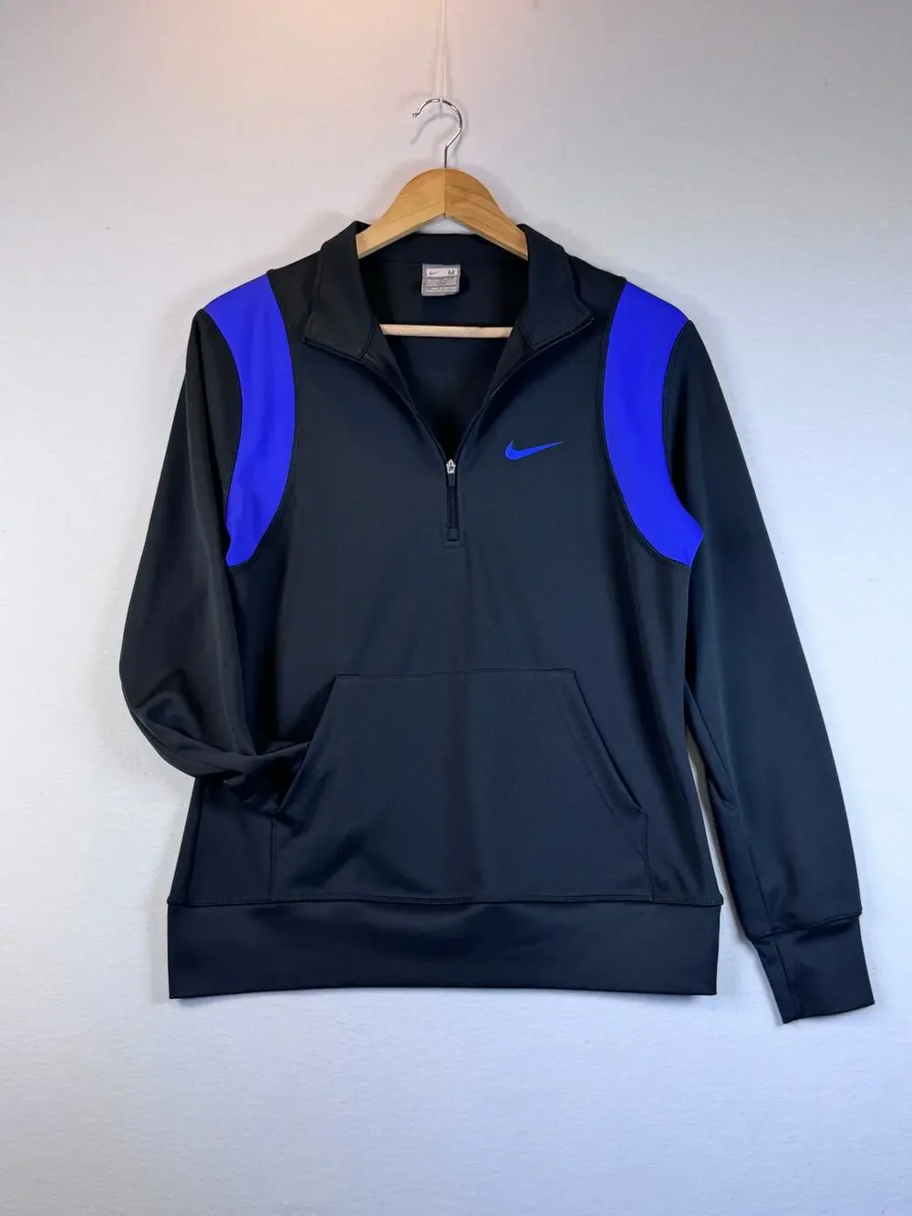 Nike Dri-FIT Women’s Medium Gray Blue Quarter Zip Pullover Track Sweatshirt Top